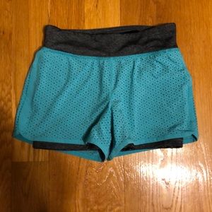 Gap fit kids shorts , grey and green/blue